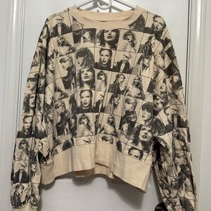 Taylor Swift Cream and Black Graphic Sweatshirt